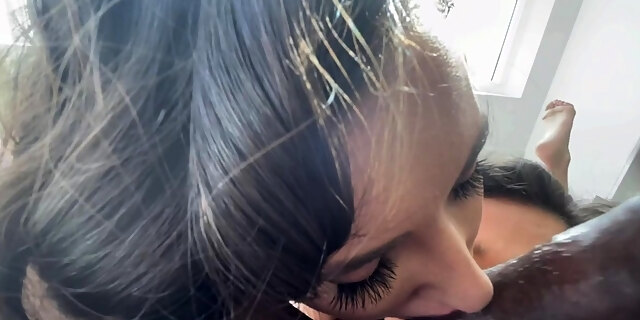 amateur,big cock,blowjob,boobs,brunette,handjob,hd,interracial,pov,threesome